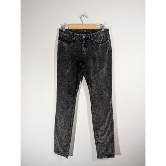 Eileen Fisher Womens Acid Wash Velvet Skinny Ankle Pants Sz 8 Goth Grunge Witchy - Picture 1 of 9